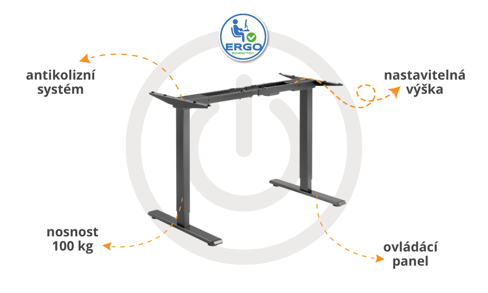 UNO výškově nastavitelný rám stolu, černý